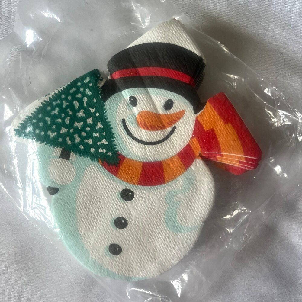 Vintage Hallmark - 16 Christmas SNOWMAN NAPKINS Holiday - SEALED 3-ply USA NEW